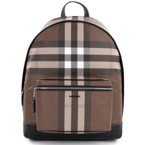 leather trim technical backpack burberry|Check Backpack in Dark birch brown .